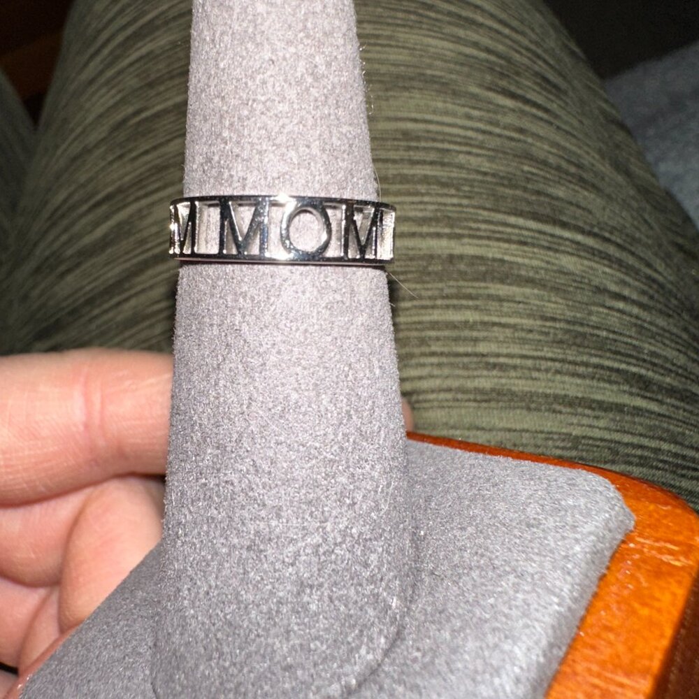 custom silver POM MOM ring sz 6 - Picture 2 of 4
